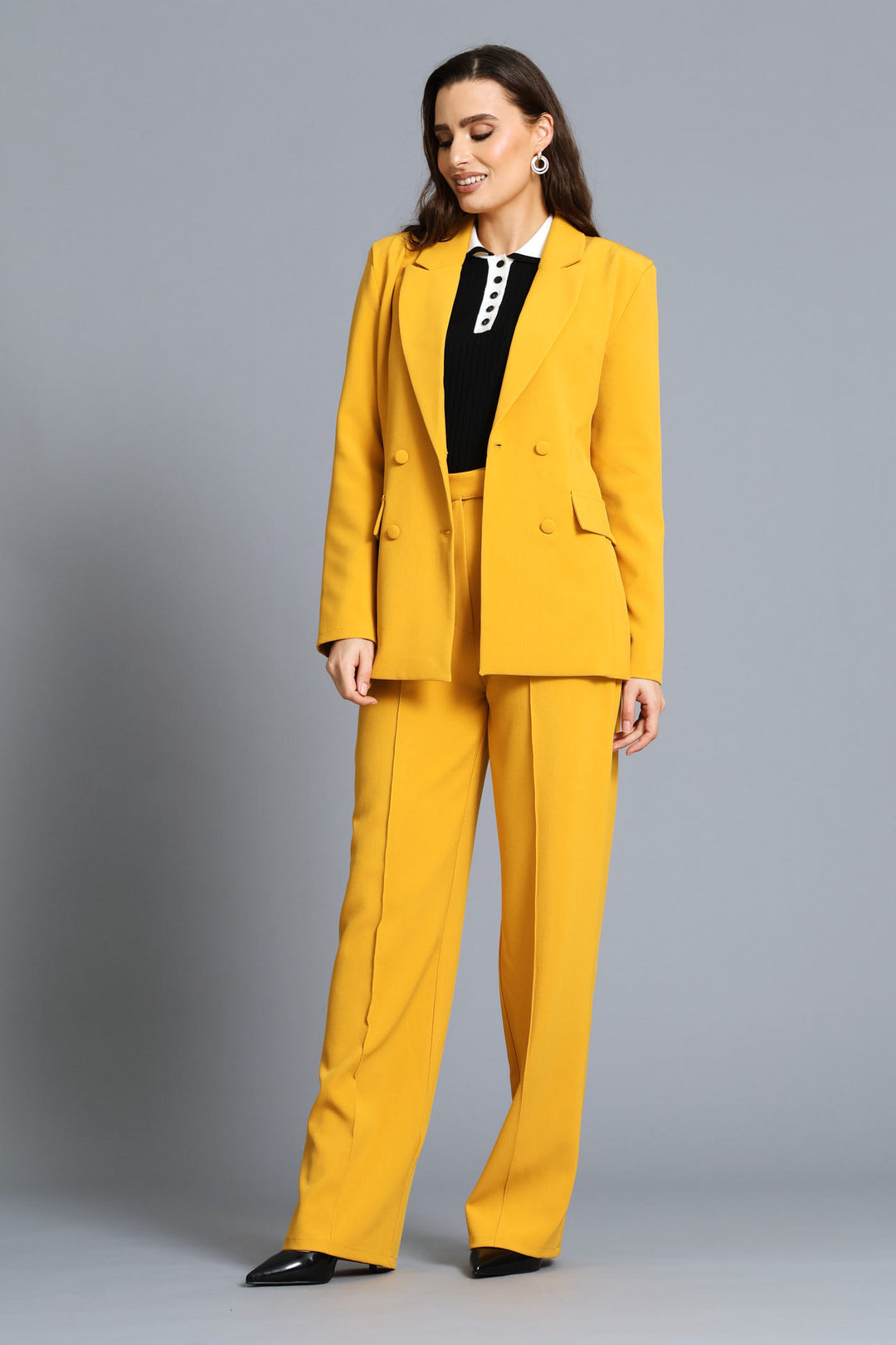 Pin Tuck Straight Leg Pant - Mustard