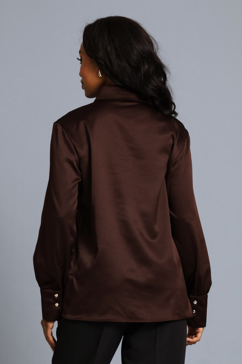 Satin Shirt - Chocolate