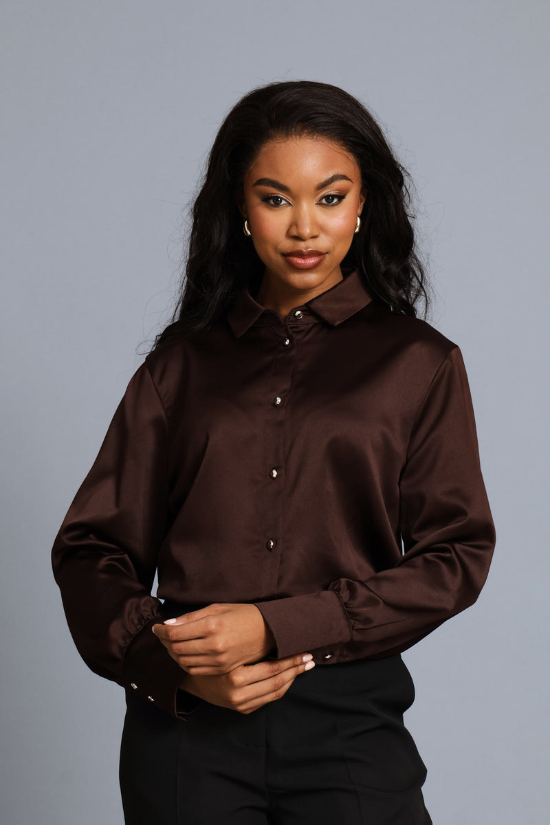 Satin Shirt - Chocolate
