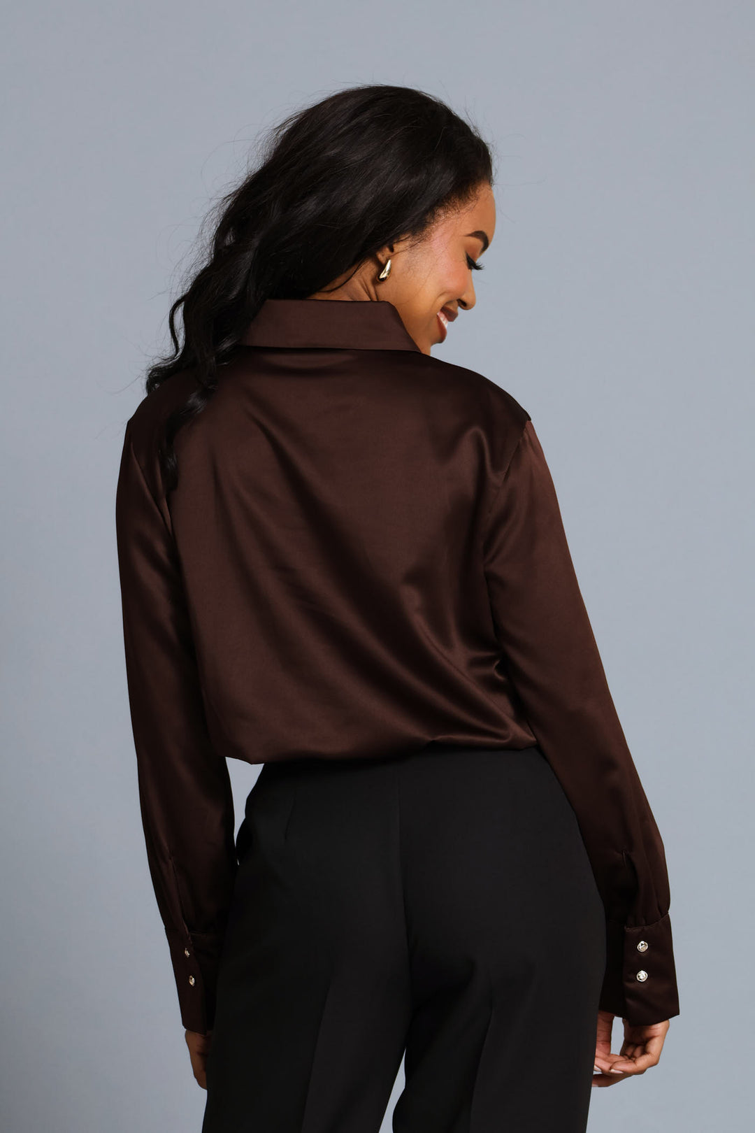Satin Shirt - Chocolate