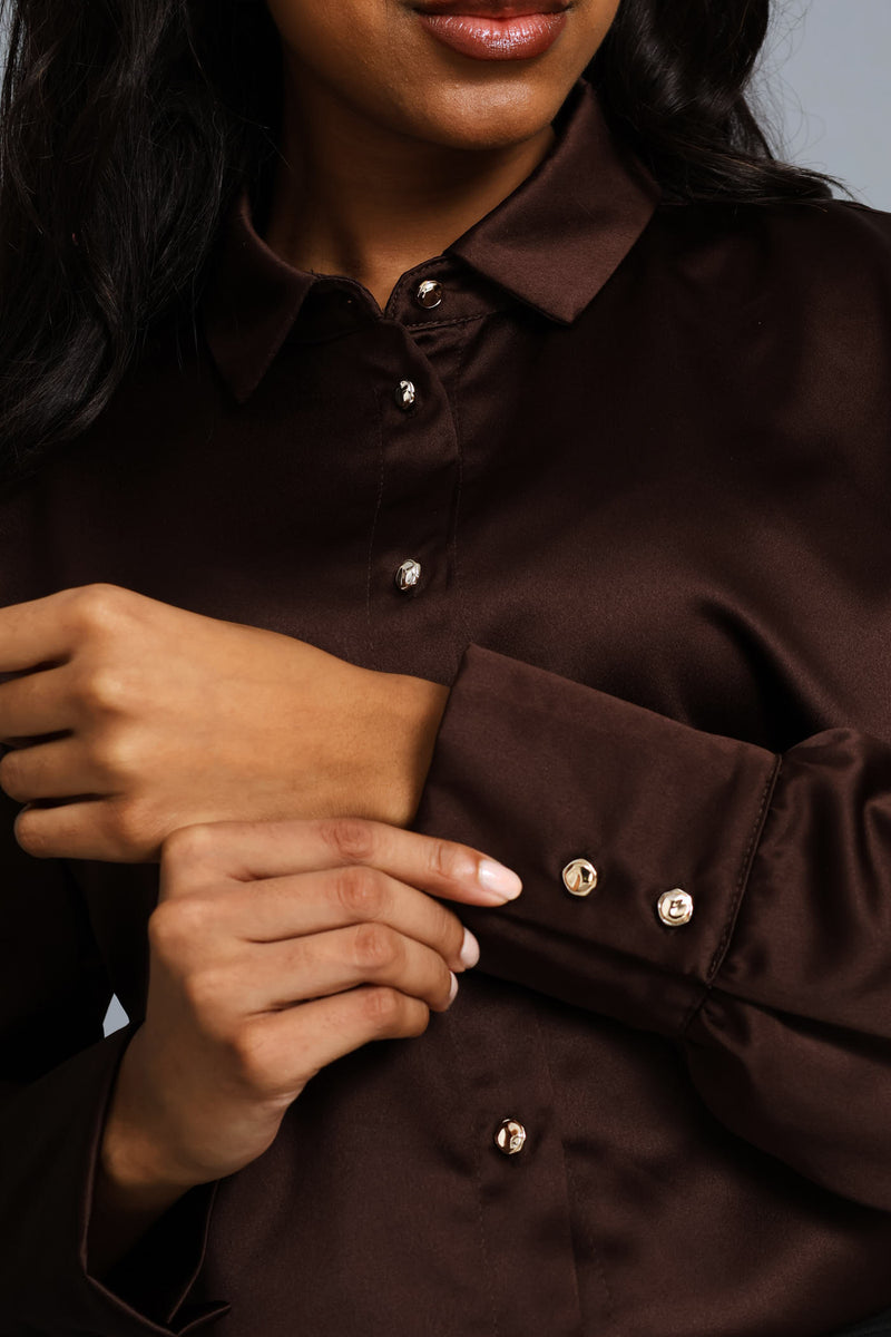 Satin Shirt - Chocolate