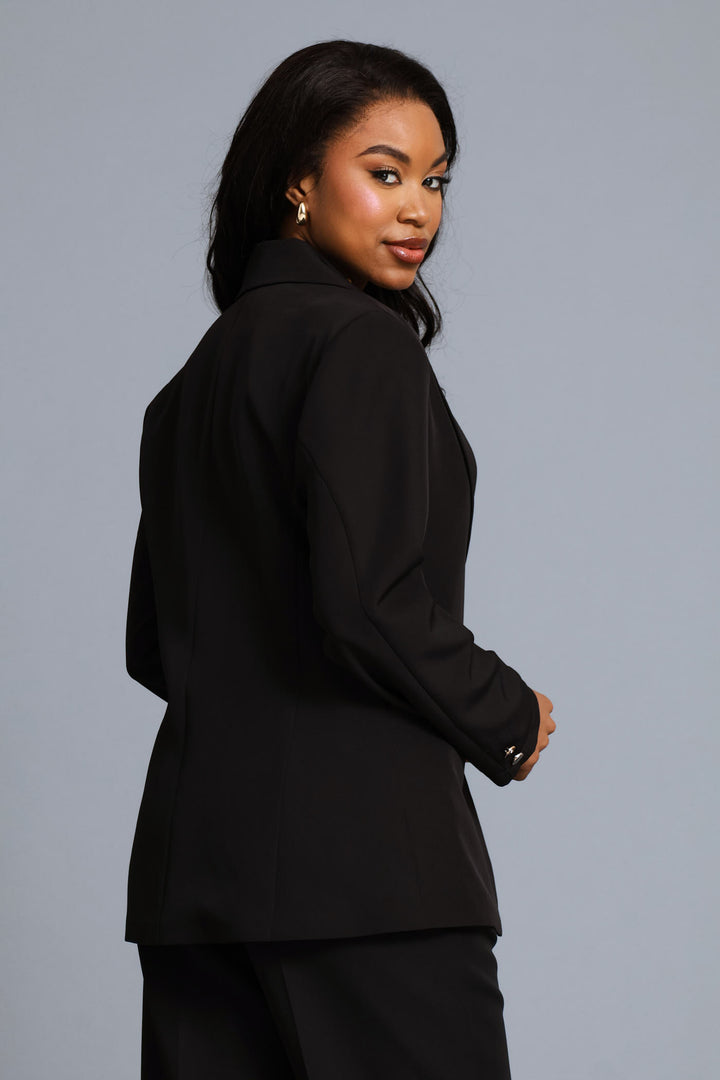3 Button Sleeve Work Blazer - Black