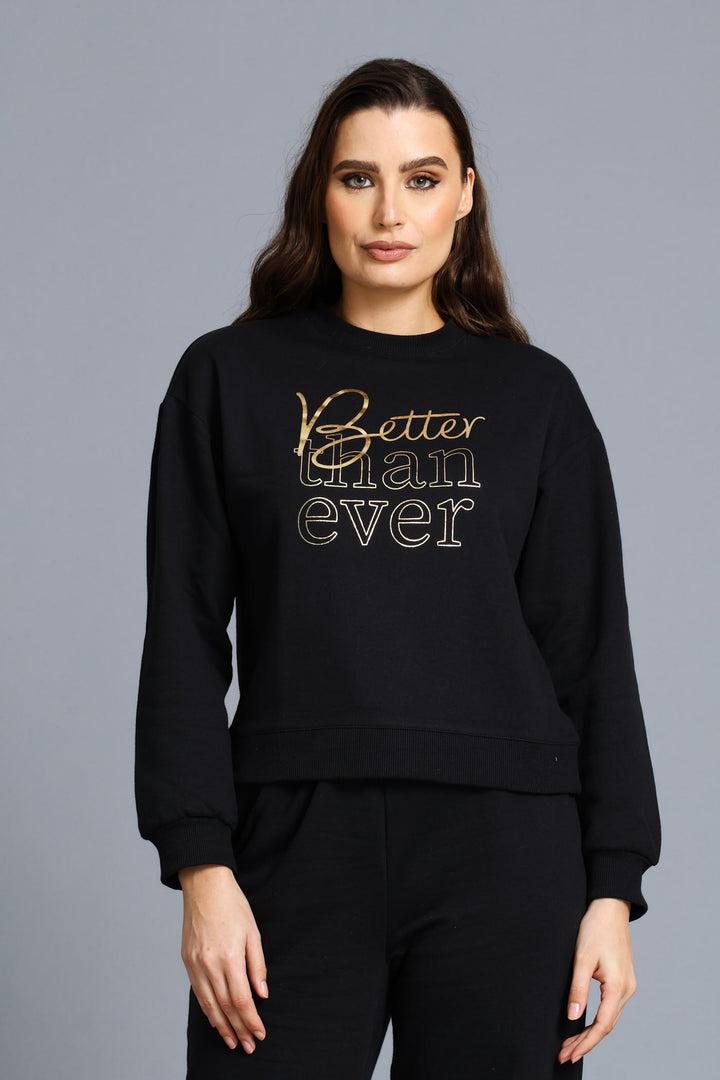 Long Sleeve Screen Print Pullover - Black/Black
