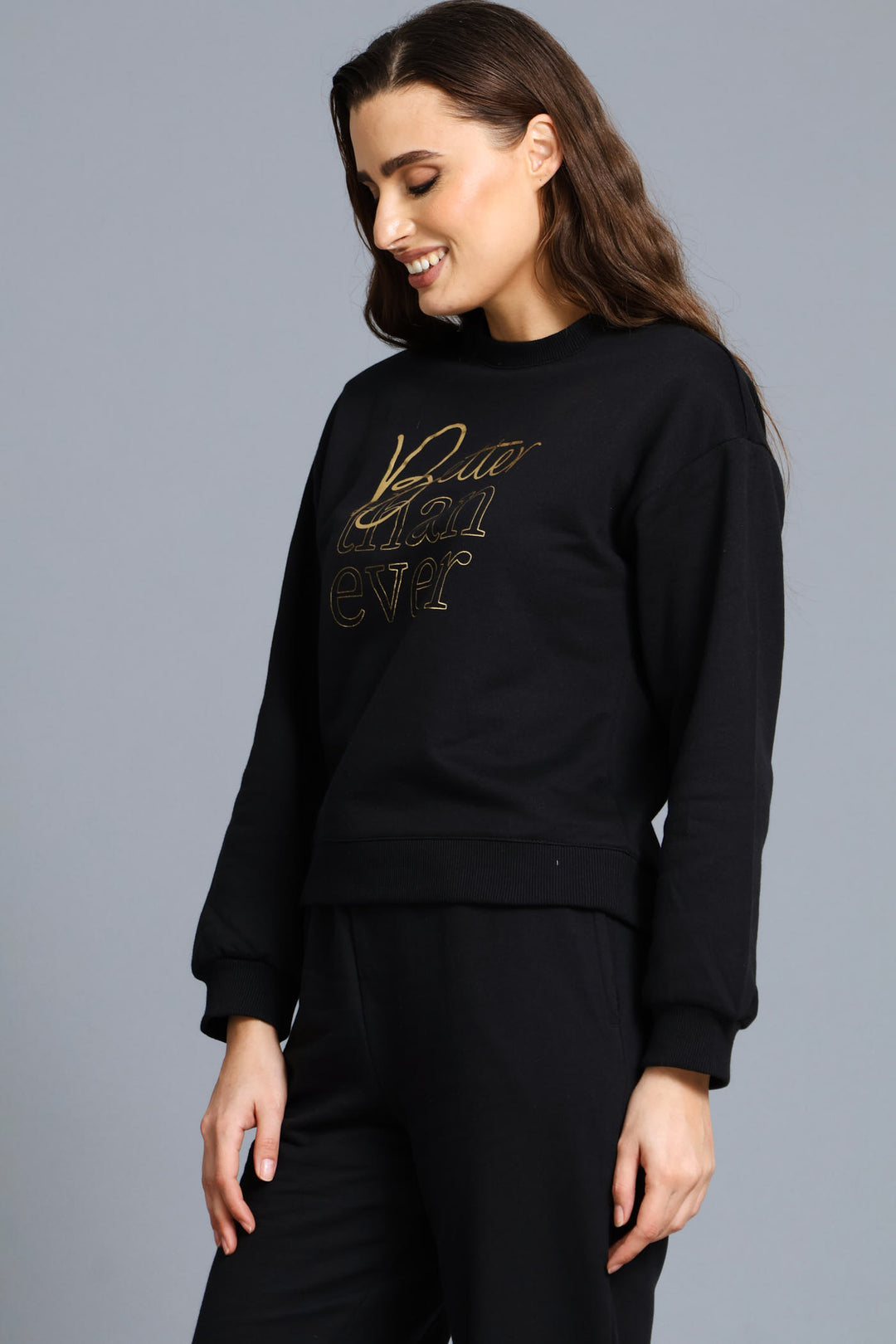 Long Sleeve Screen Print Pullover - Black/Black