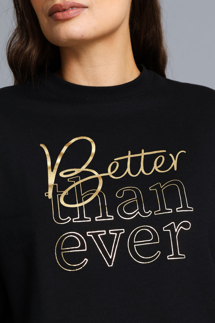 Long Sleeve Screen Print Pullover - Black/Black