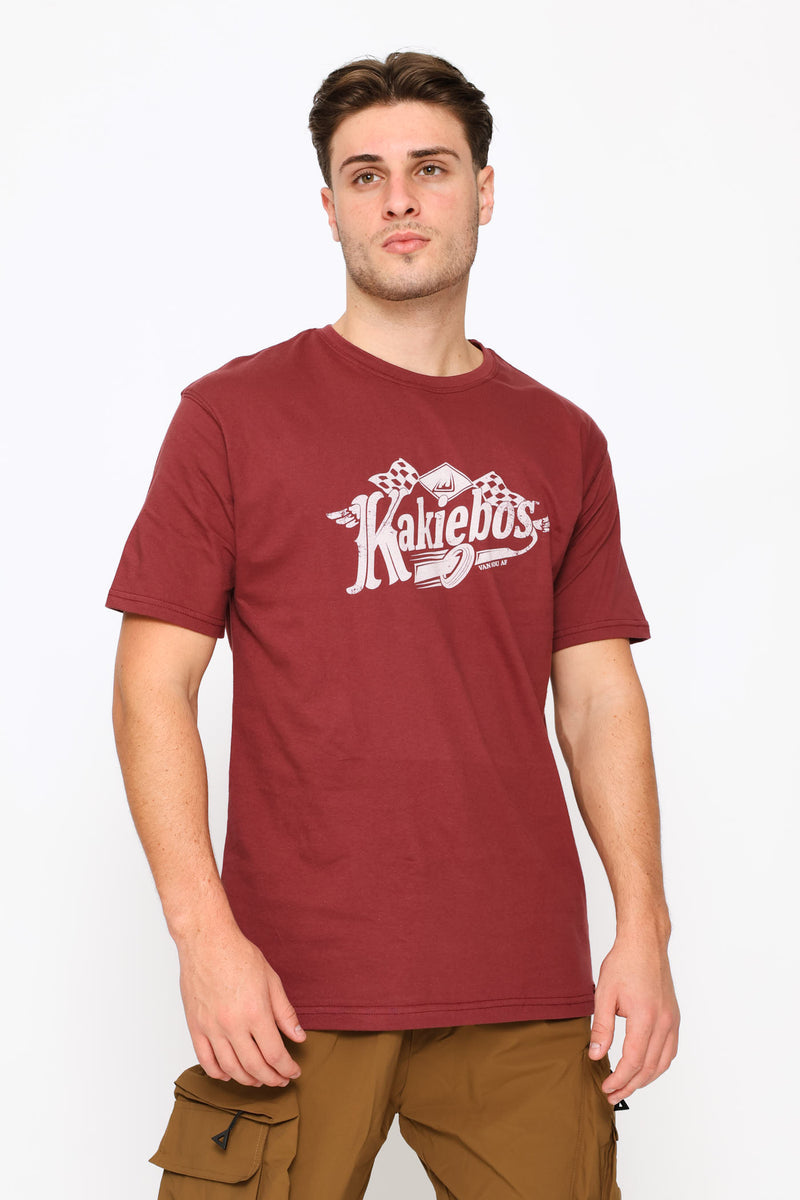 Classic Fit Distressed Logo Tee - Oxblood
