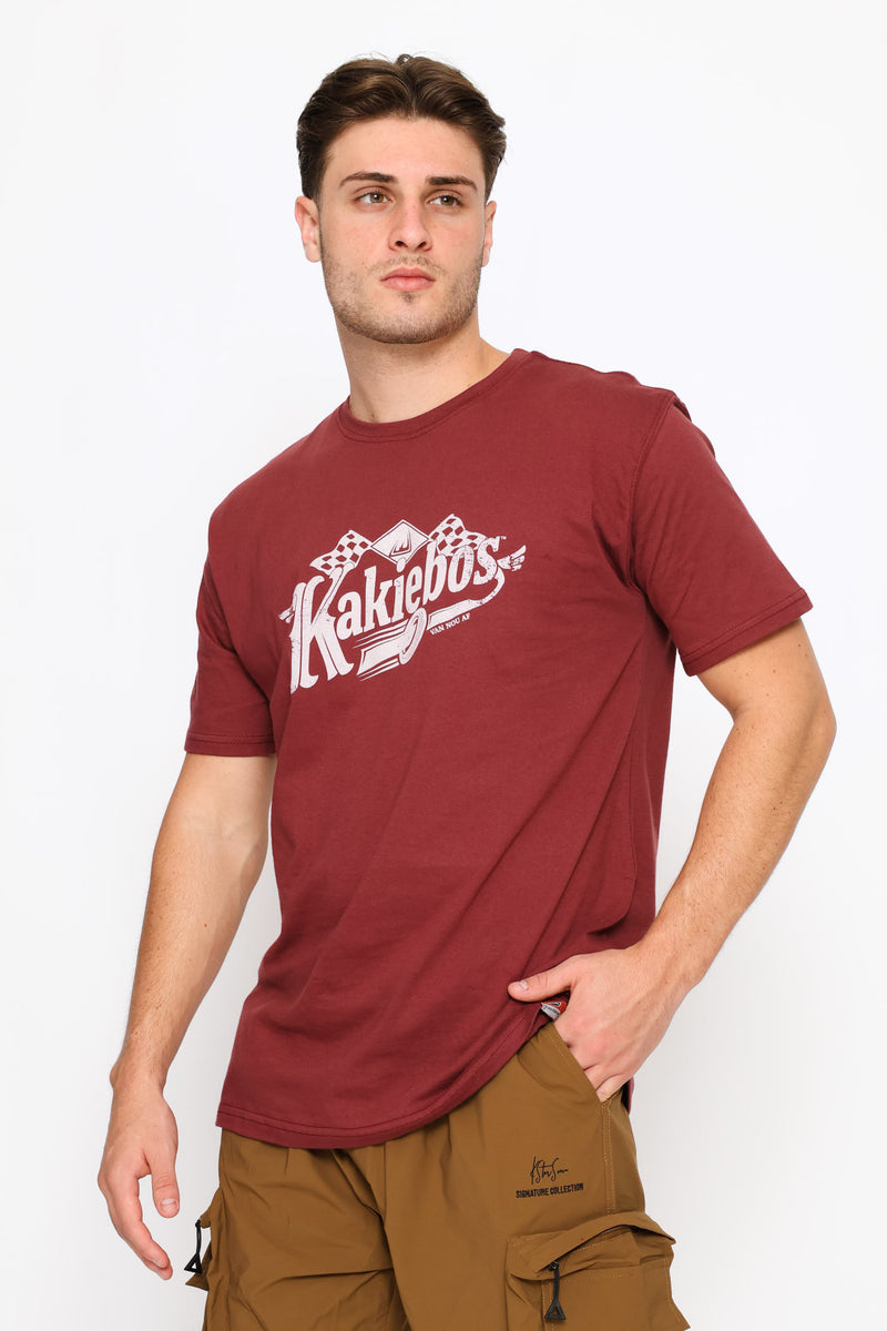 Classic Fit Distressed Logo Tee - Oxblood
