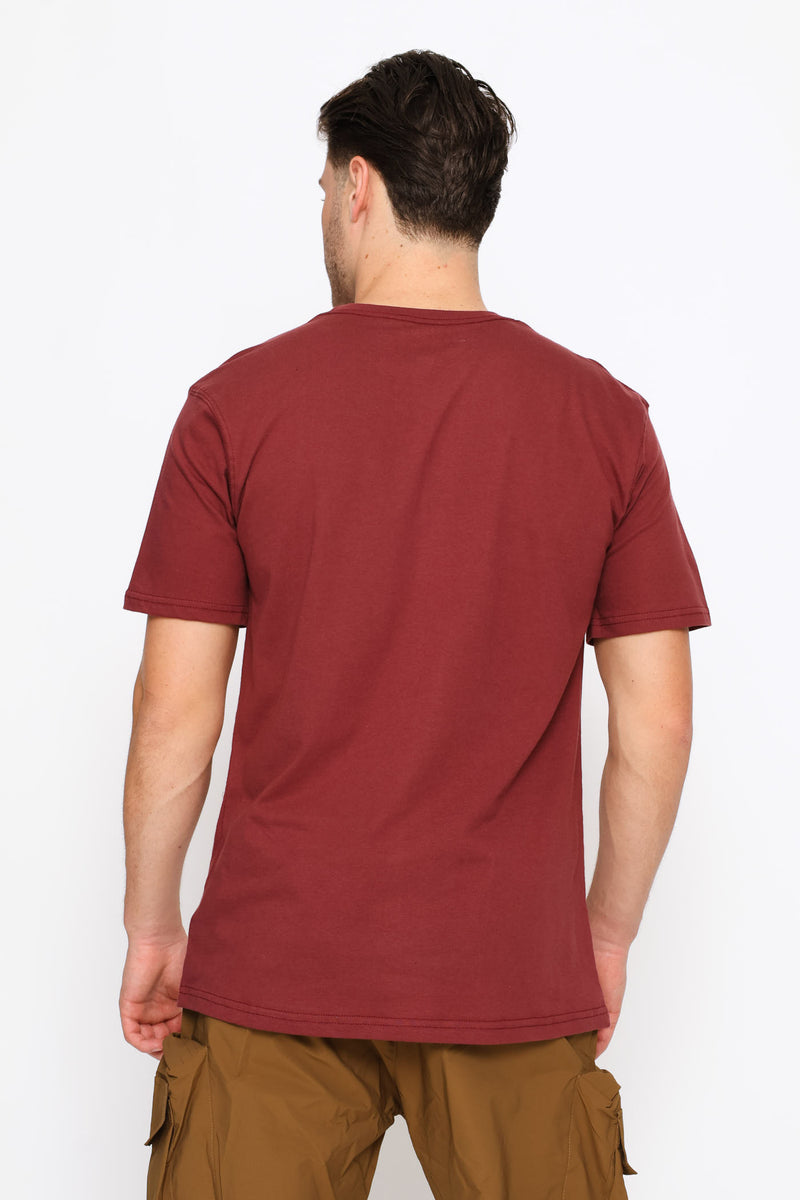 Classic Fit Distressed Logo Tee - Oxblood