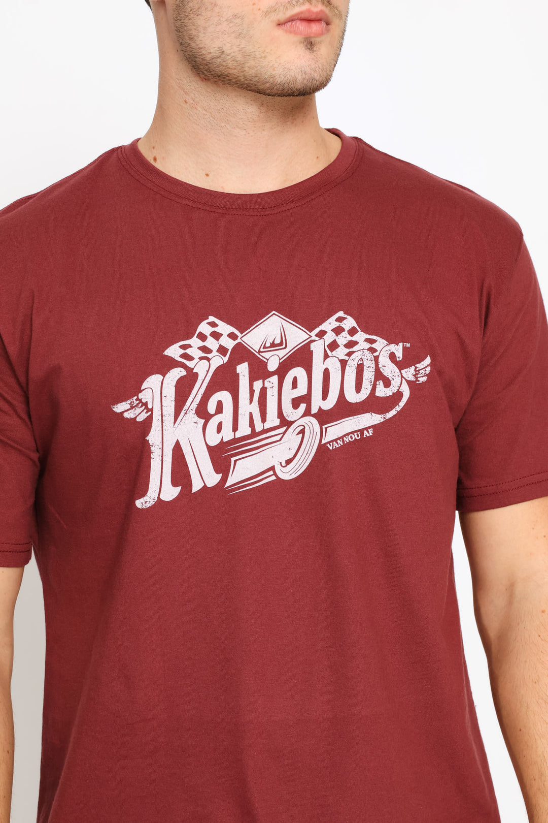 Classic Fit Distressed Logo Tee - Oxblood
