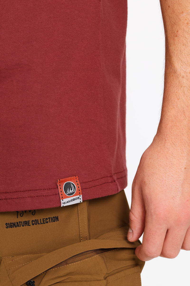 Classic Fit Distressed Logo Tee - Oxblood