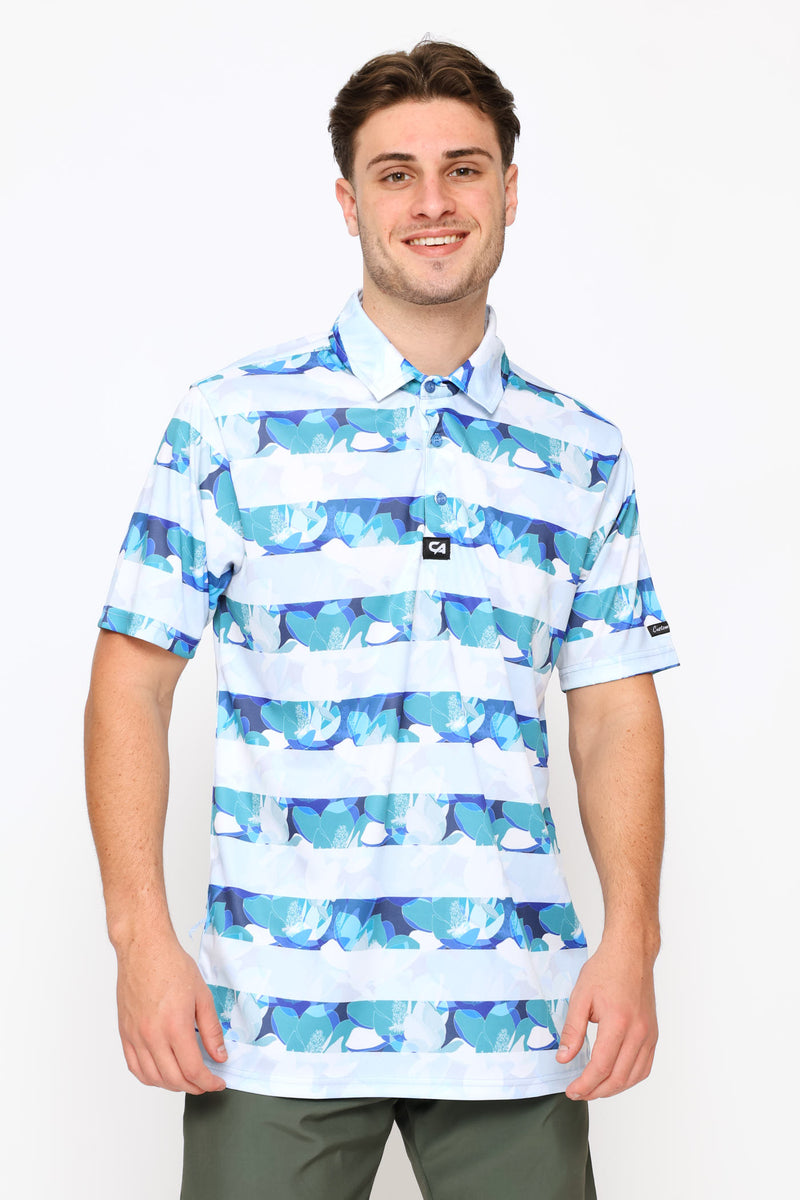 Striped Floral Golfer - White/Blue