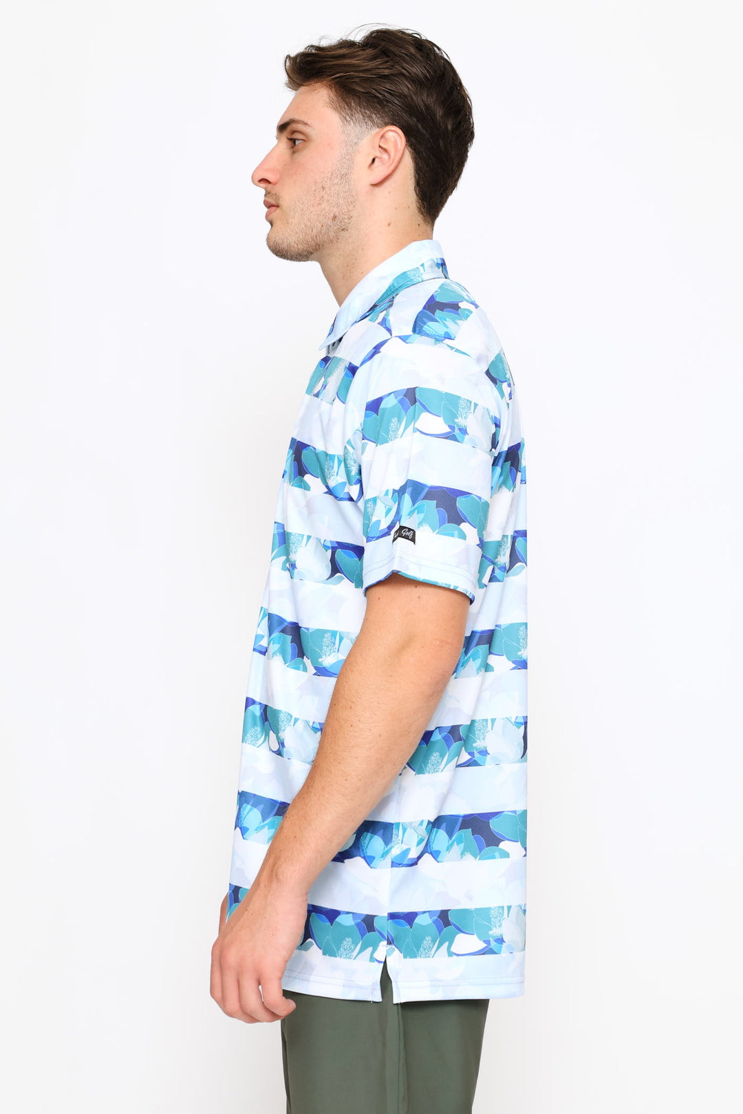 Striped Floral Golfer - White/Blue