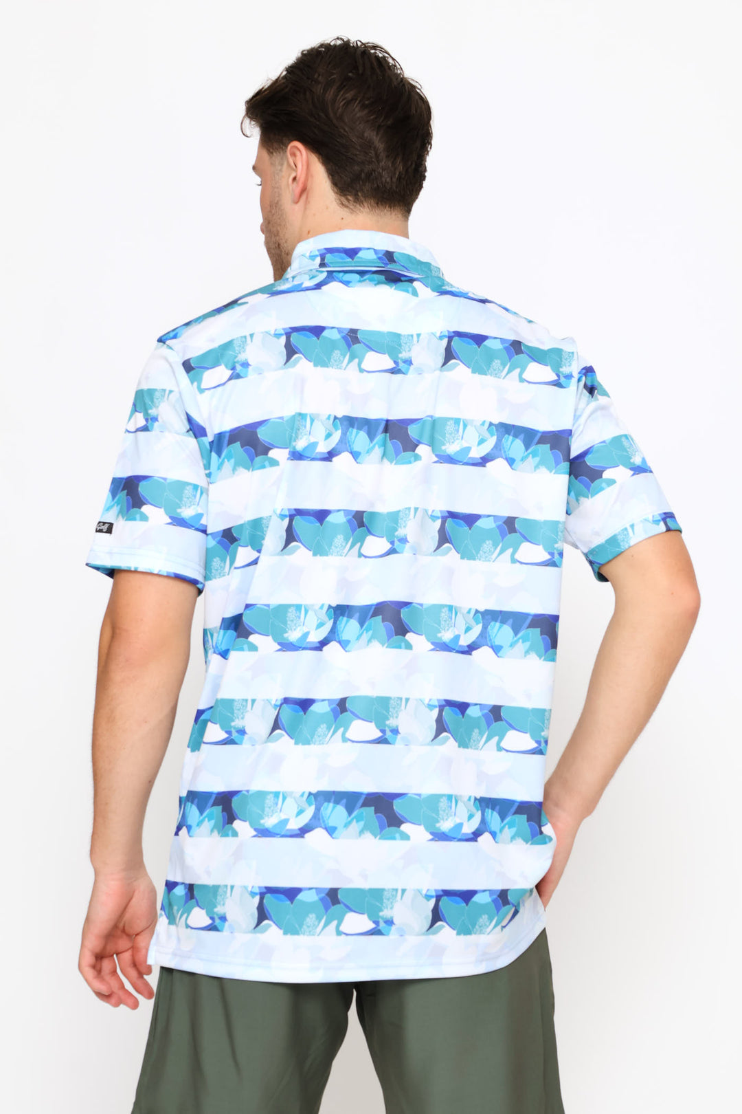 Striped Floral Golfer - White/Blue