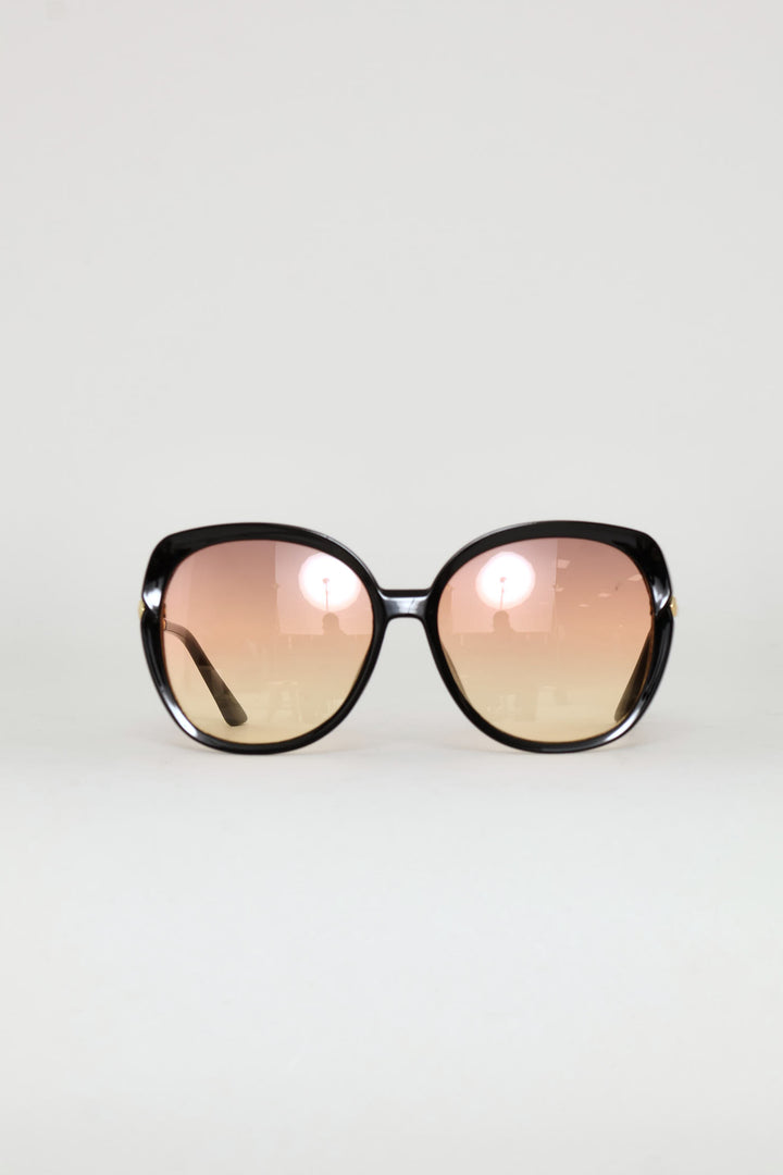 Round Frame Rainbow Grad Lense Sunglasses - Black