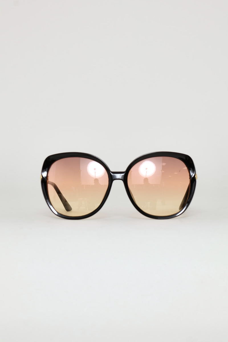 Round Frame Rainbow Grad Lense Sunglasses - Black