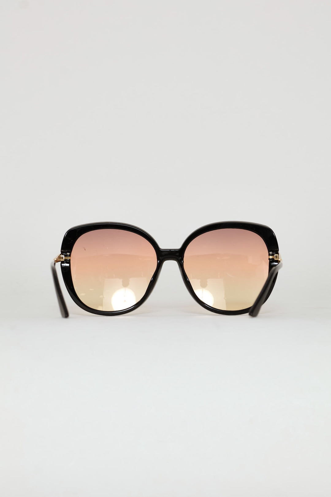 Round Frame Rainbow Grad Lense Sunglasses - Black