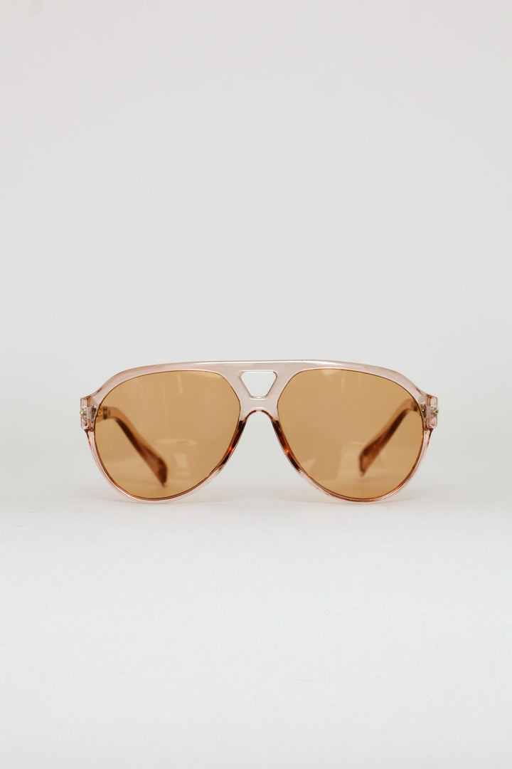 Metal Arm Aviator Sunglasses - Nude