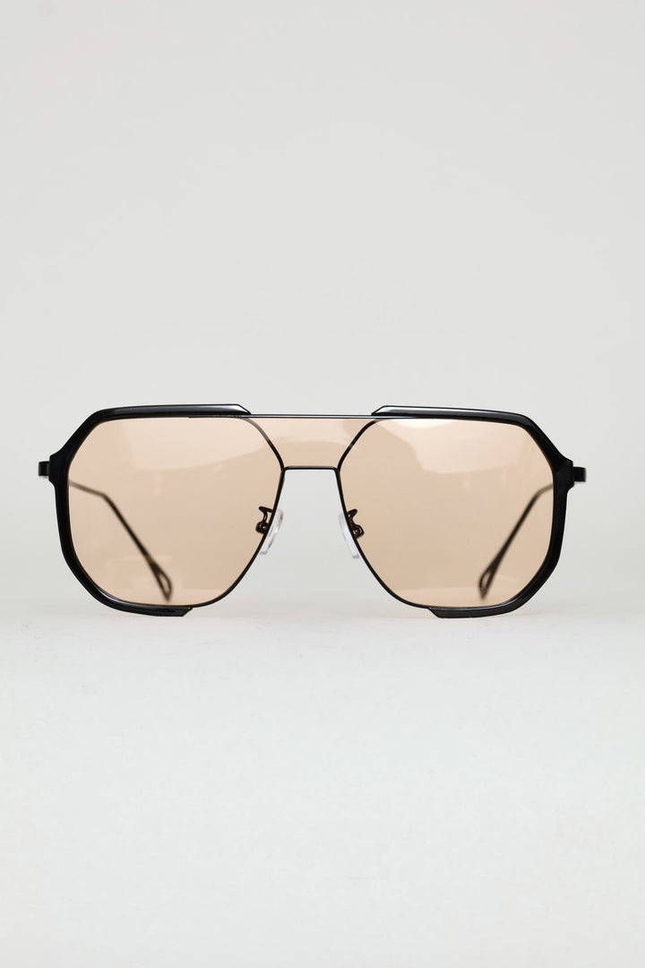 Metal Mono Aviator Sunglasses - Black