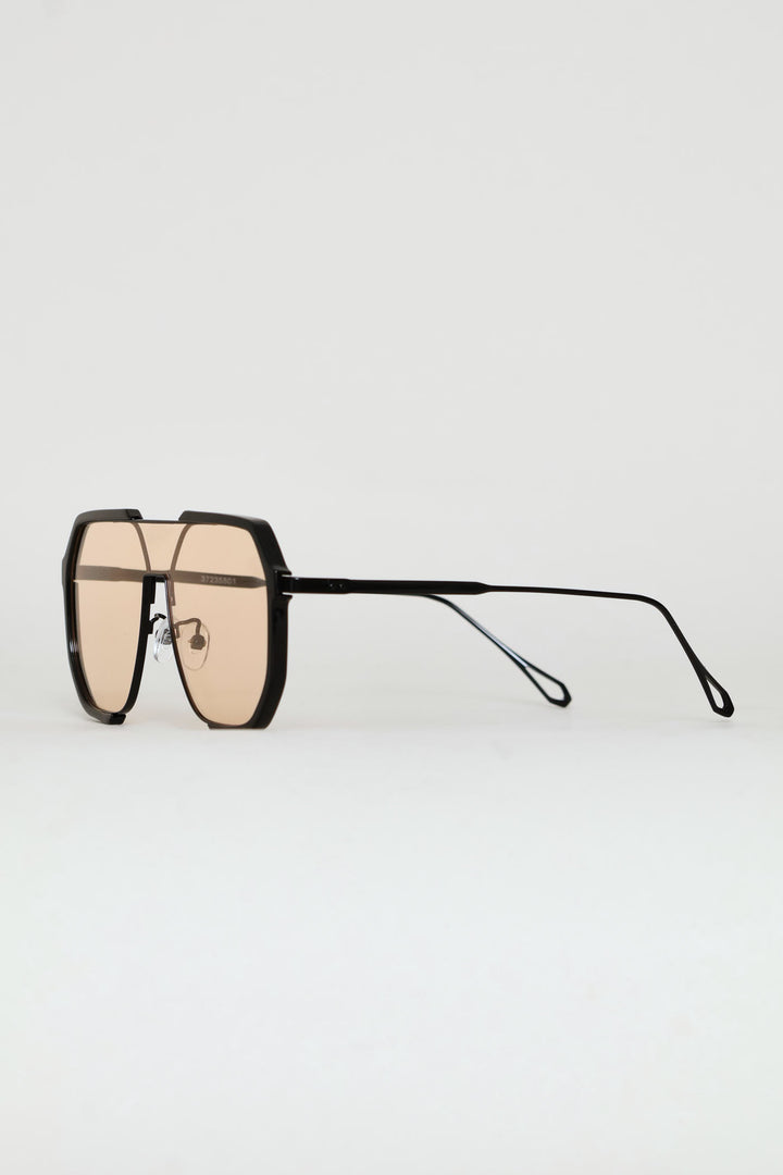 Metal Mono Aviator Sunglasses - Black