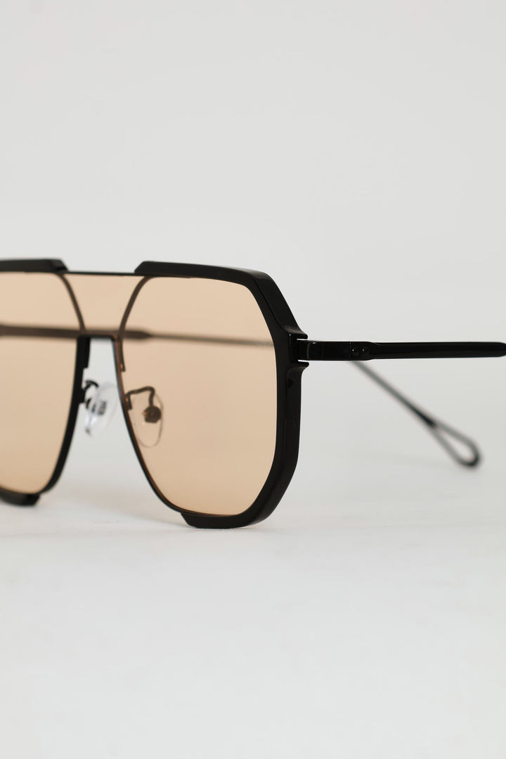 Metal Mono Aviator Sunglasses - Black