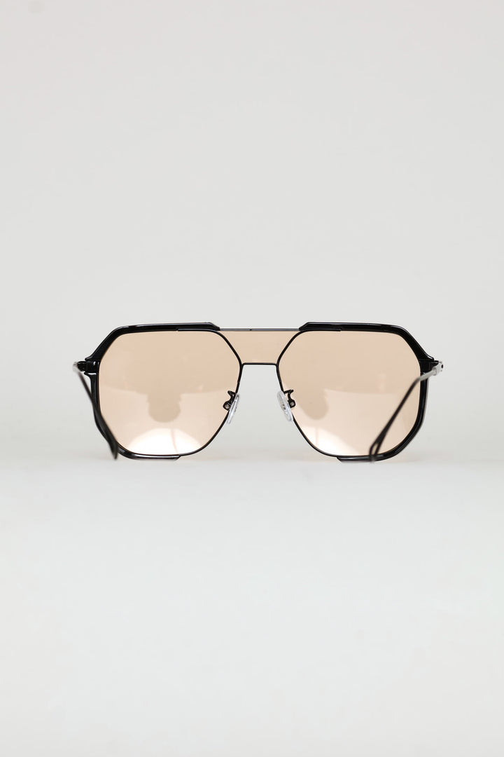 Metal Mono Aviator Sunglasses - Black