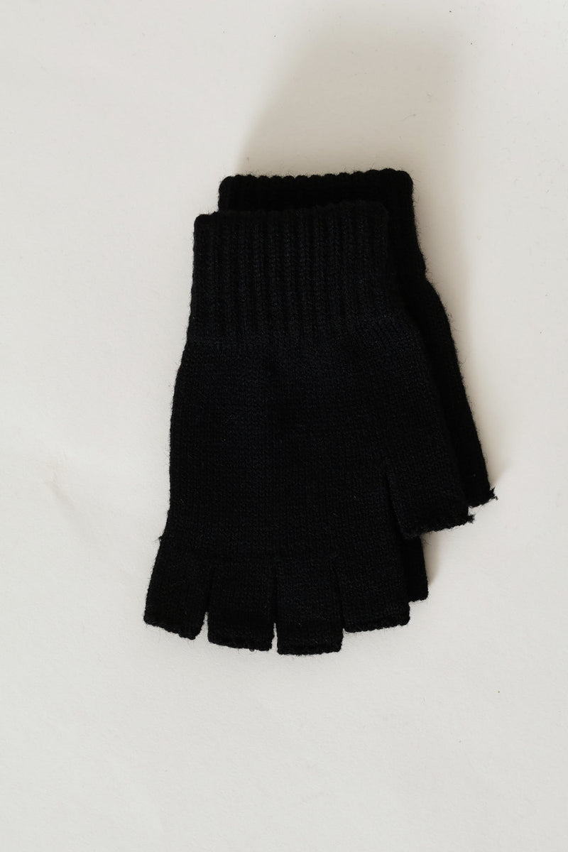Fingerless Knitted Gloves - Black
