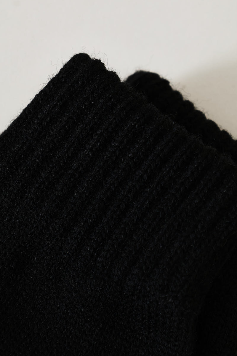 Fingerless Knitted Gloves - Black