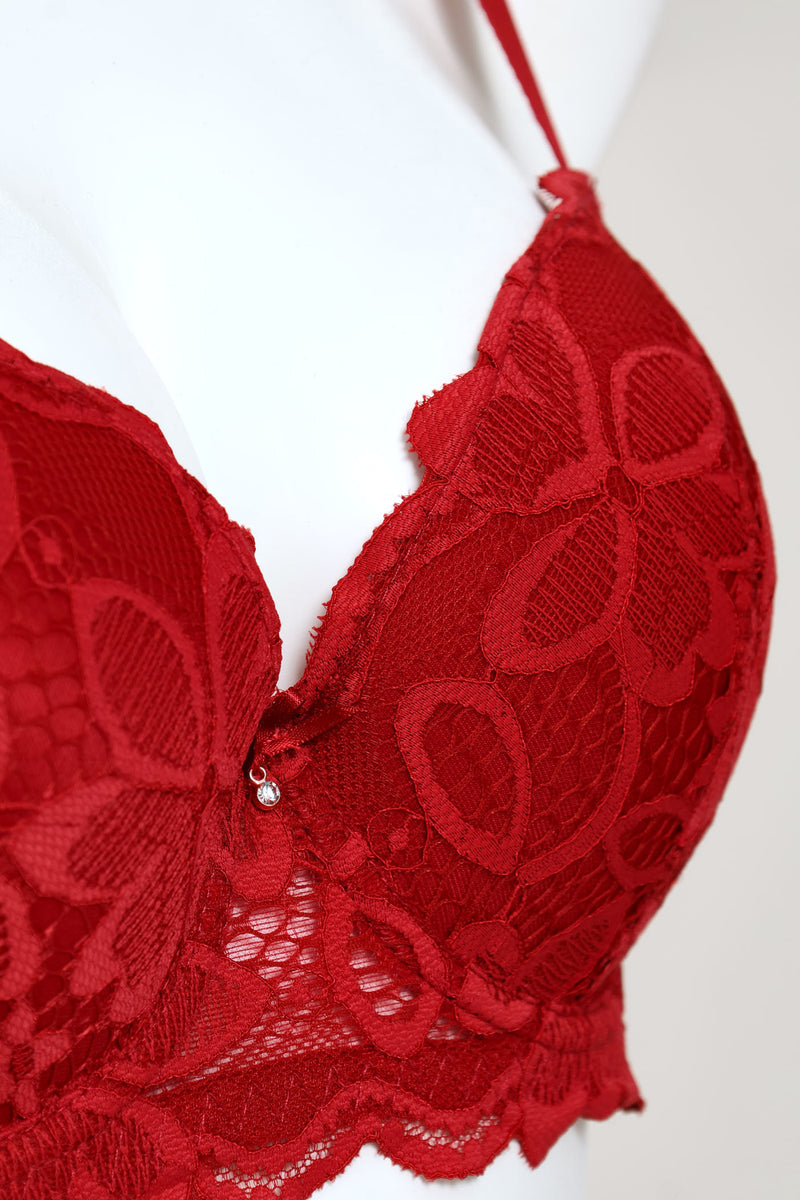2 Pack Floral Lace Balconette Bra - Sand/Burgundy