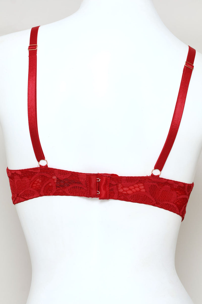 2 Pack Floral Lace Balconette Bra - Sand/Burgundy