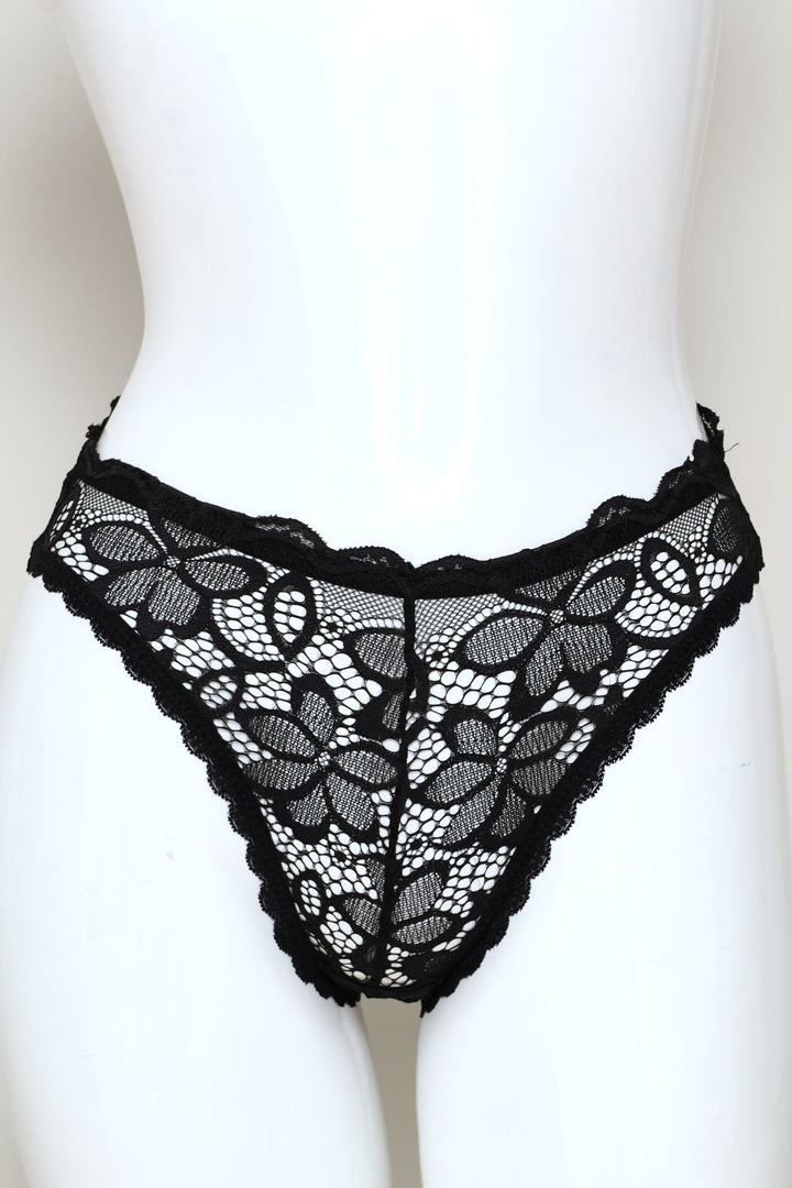 2 Pack Floral Lace Brazilian Panties - Sand/Burgundy