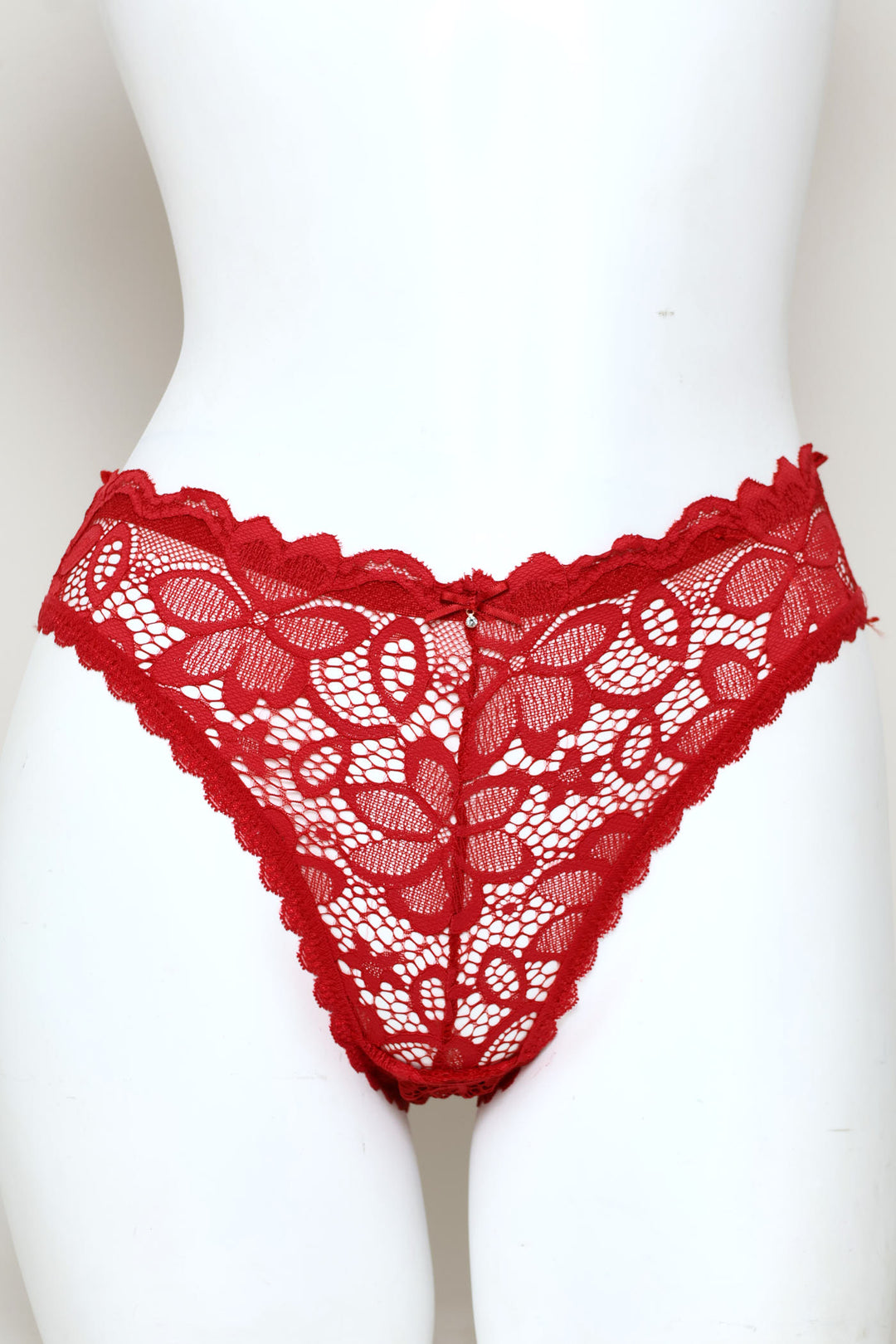 2 Pack Floral Lace Brazilian Panties - Sand/Burgundy