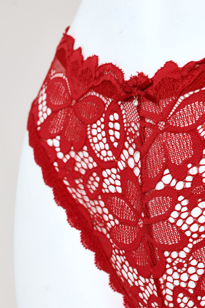 2 Pack Floral Lace Brazilian Panties - Sand/Burgundy