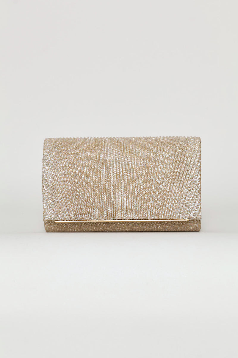 Shimmer Pleated Clutch - Champagne