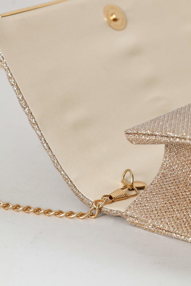 Shimmer Pleated Clutch - Champagne