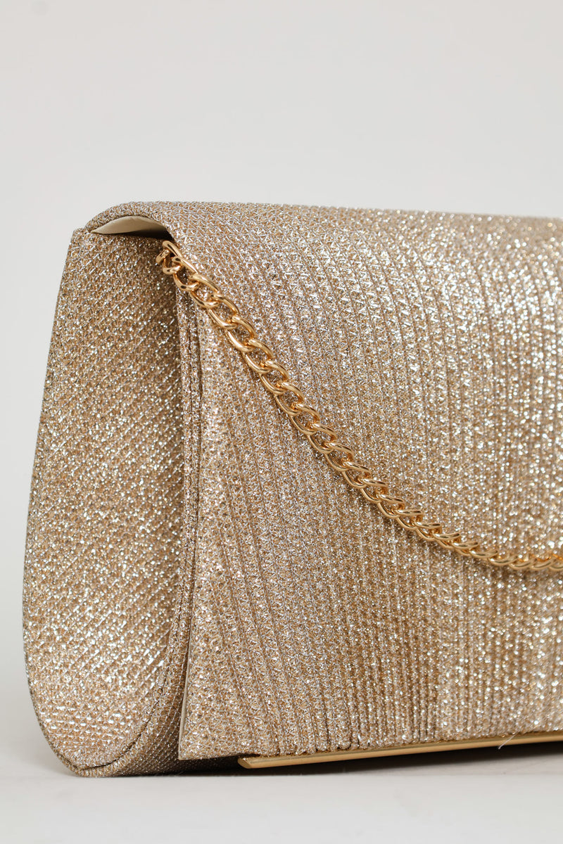 Shimmer Pleated Clutch - Champagne