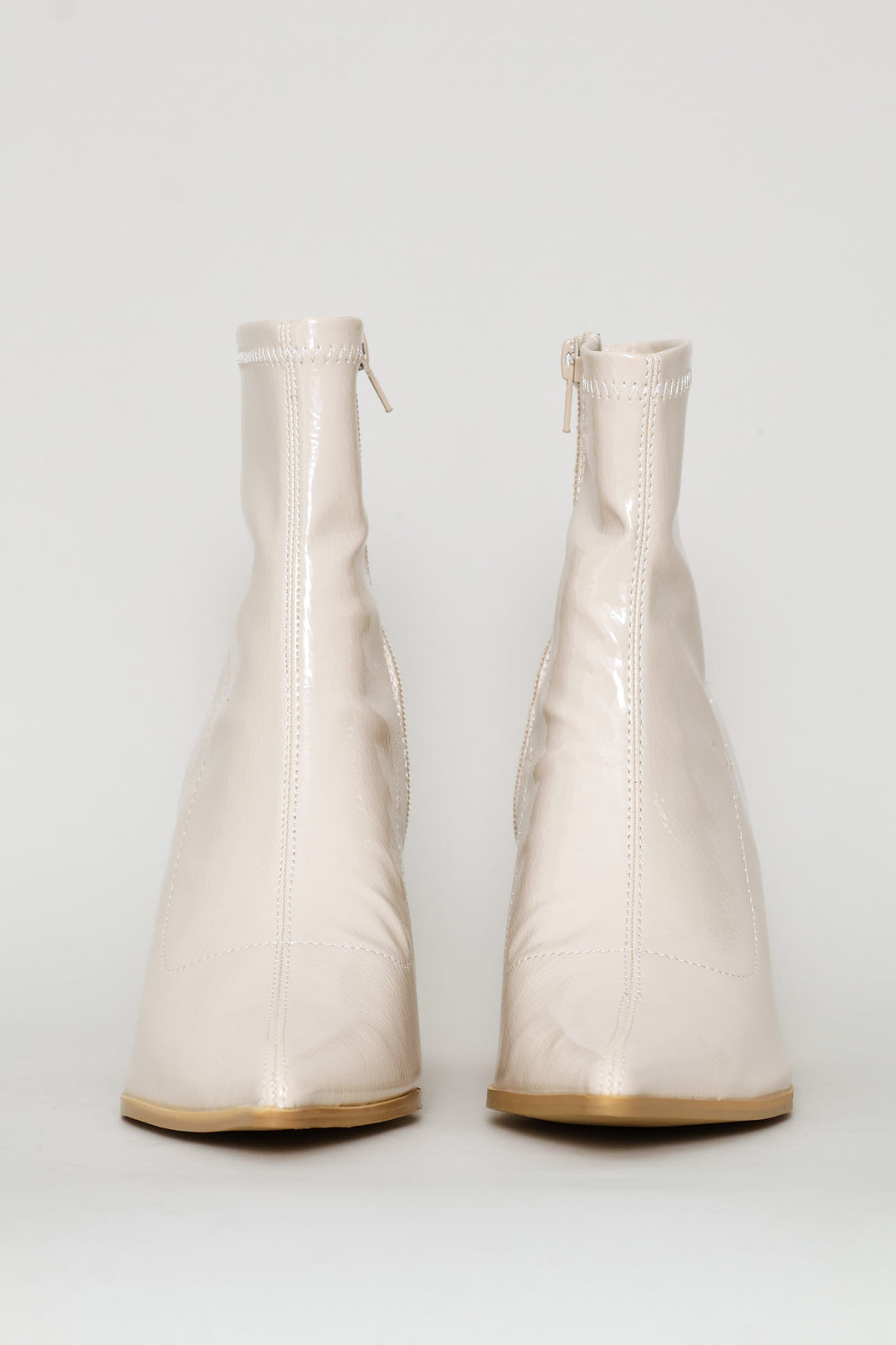 Rendered Textured Stretch Ankle Boot - Off White