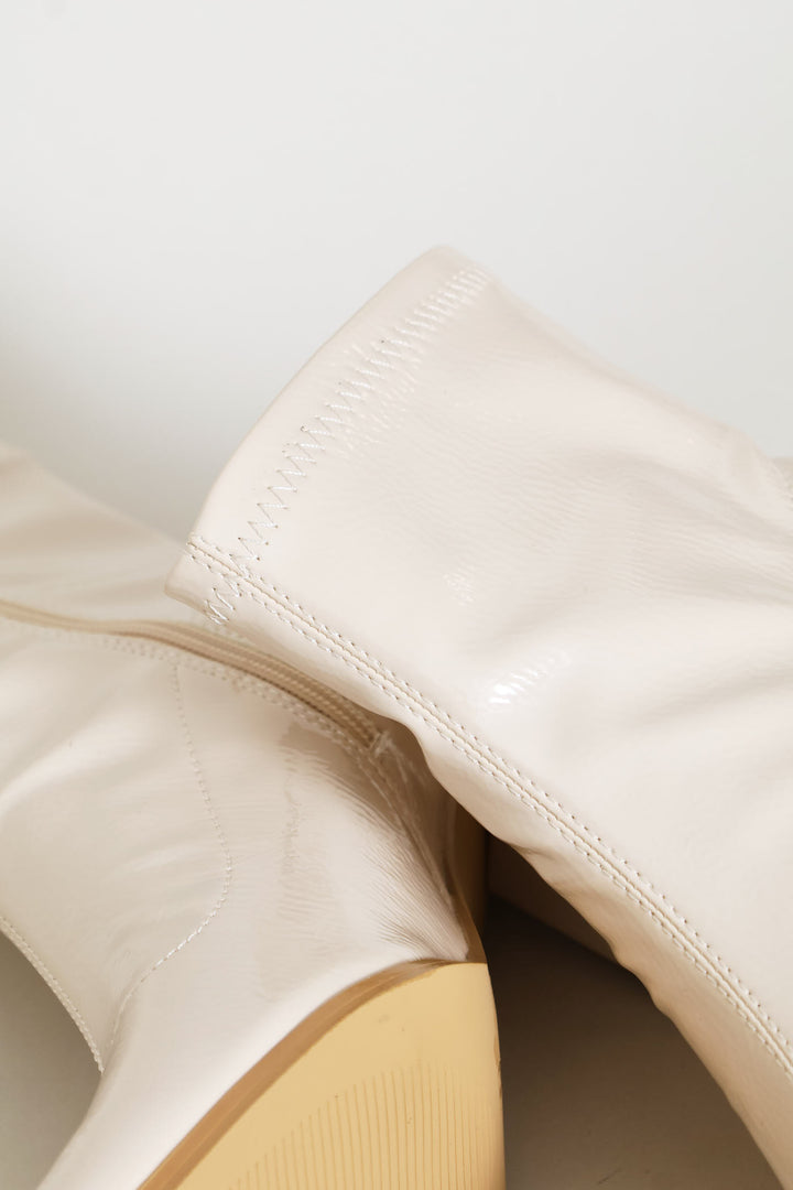 Rendered Textured Stretch Ankle Boot - Off White