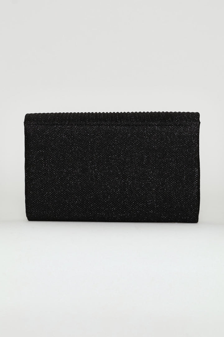 Shimmer Pleated Clutch - Black