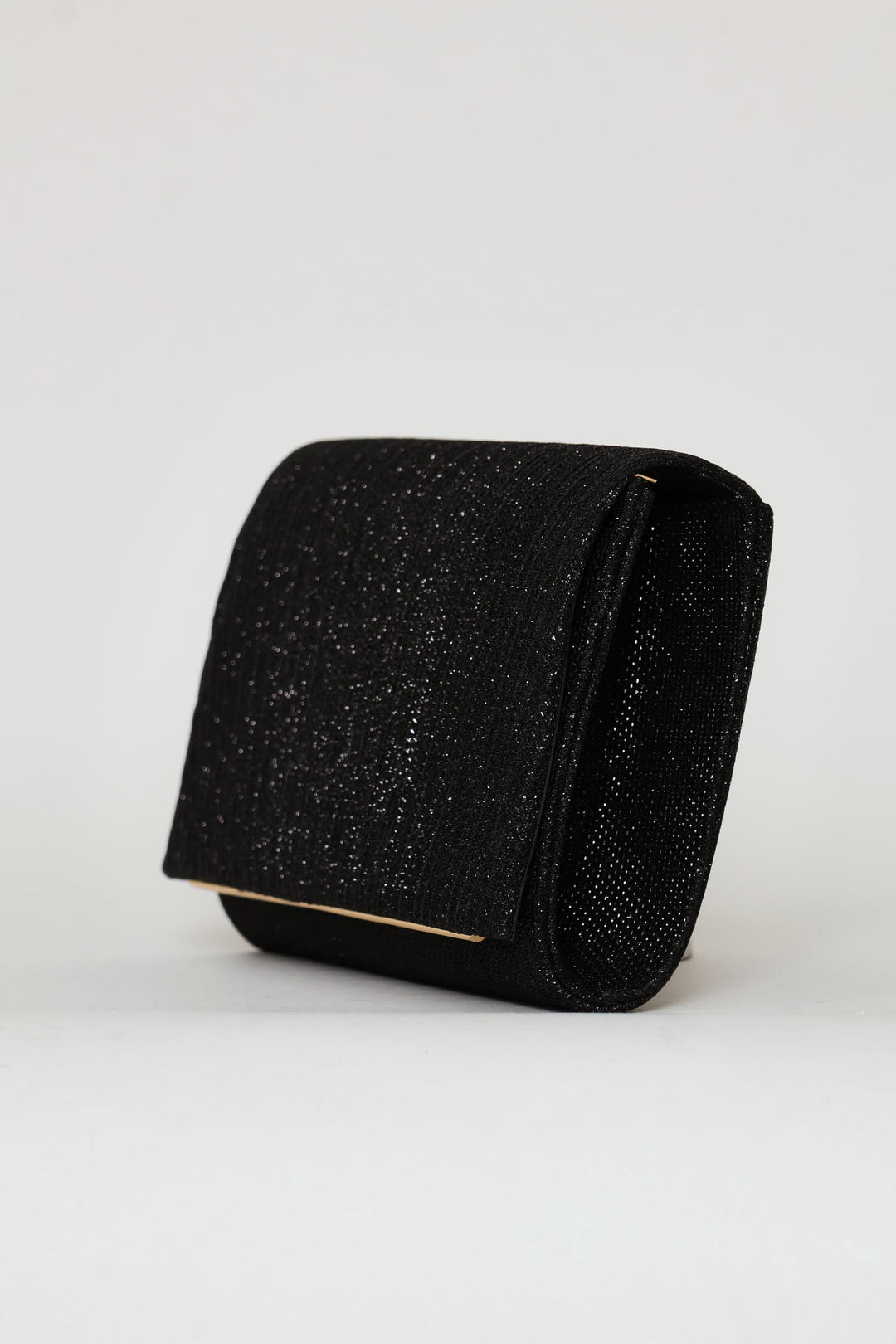 Shimmer Pleated Clutch - Black