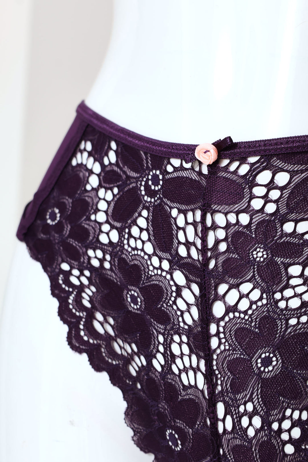 Mesh Lace Brazilian Panty - Plum