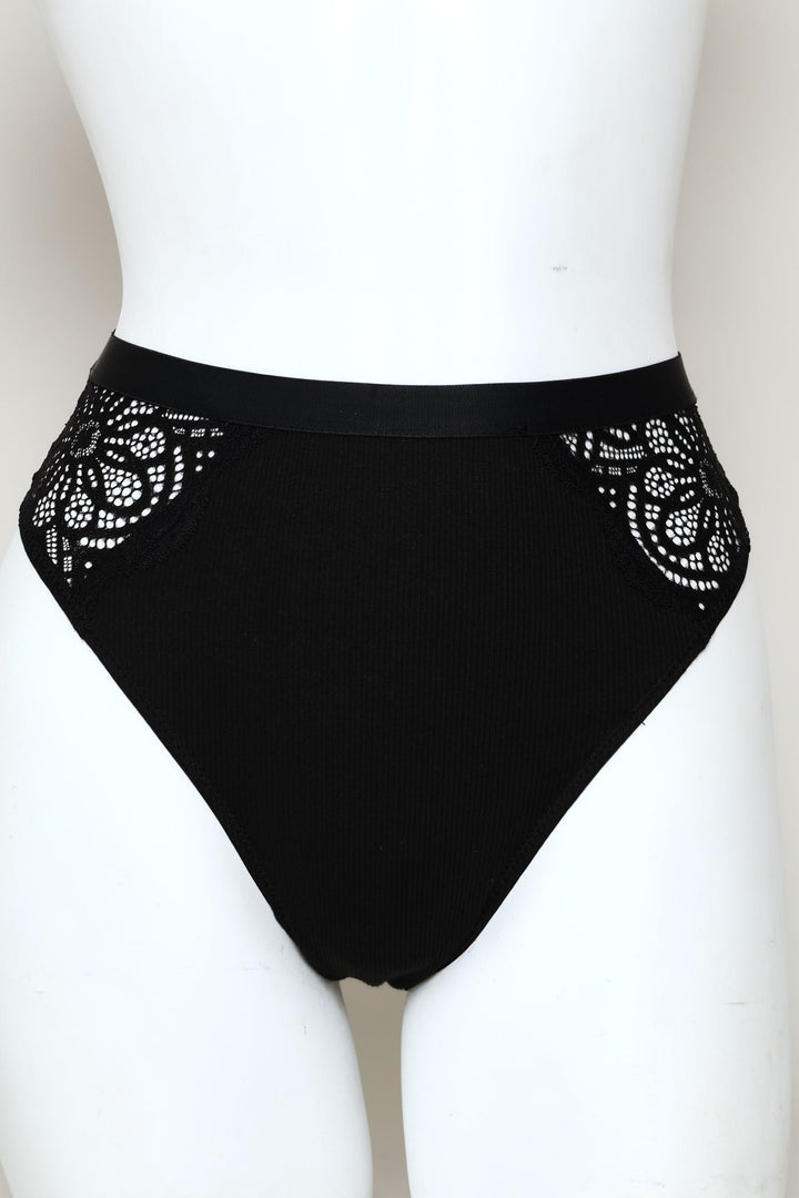 Lace Hi-Cut Panty - Black