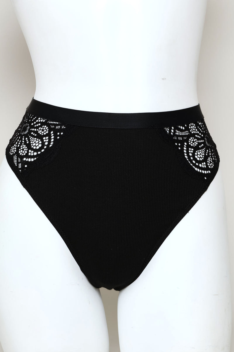 Lace Hi-Cut Panty - Black