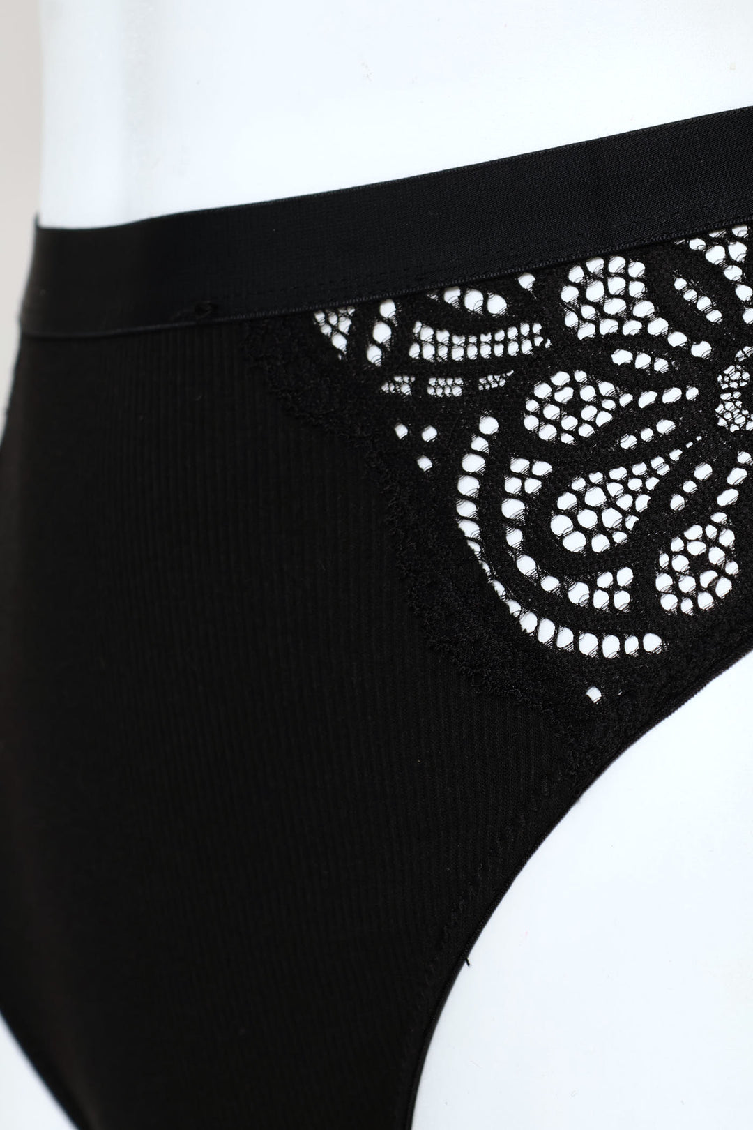 Lace Hi-Cut Panty - Black