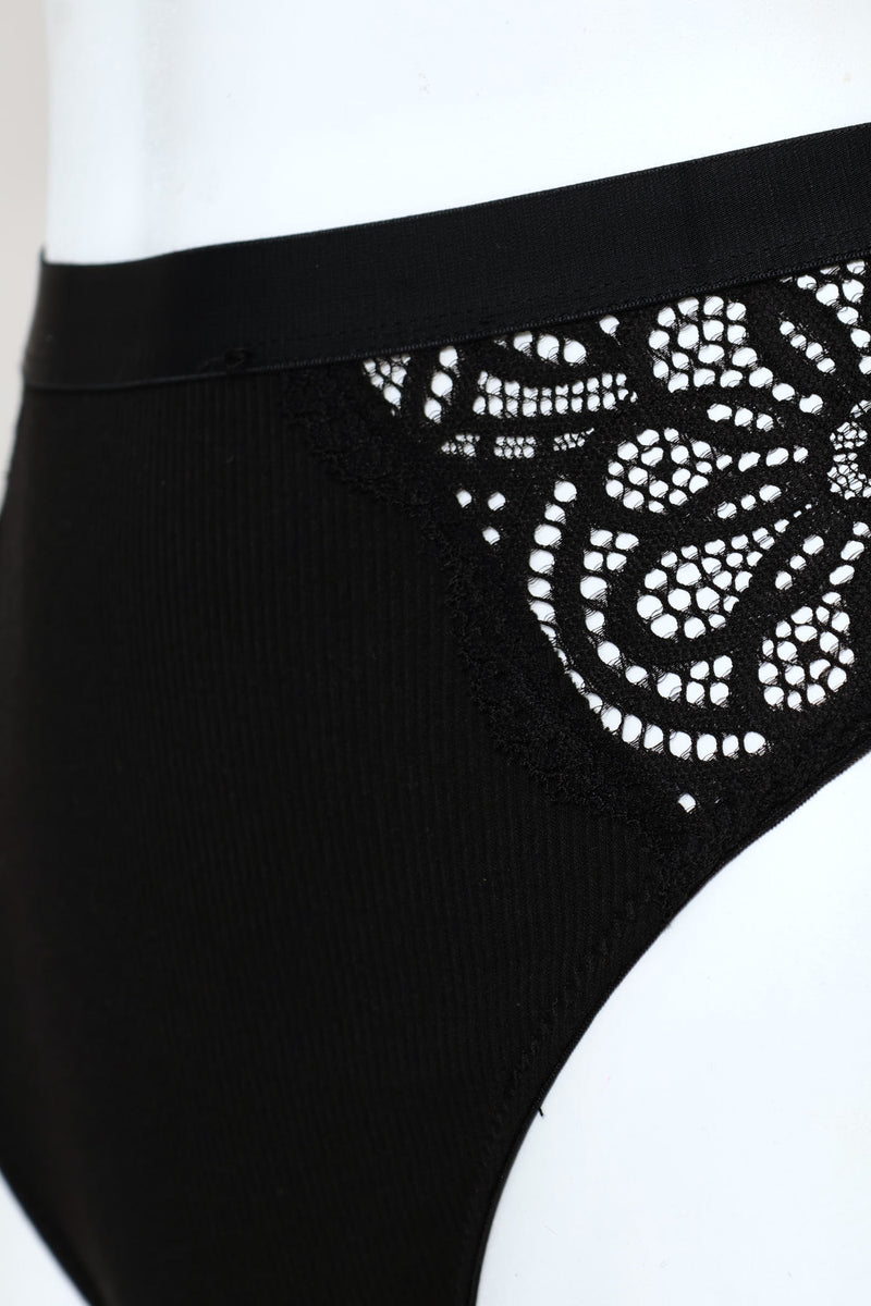 Lace Hi-Cut Panty - Black