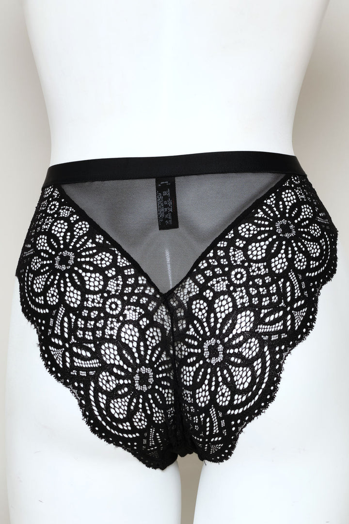 Lace Hi-Cut Panty - Black