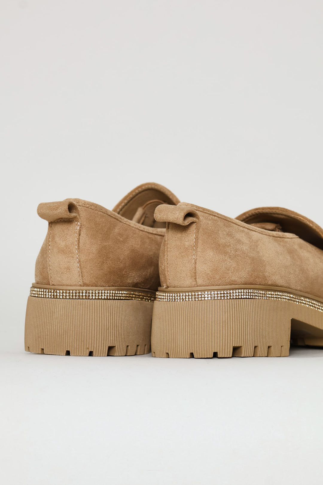 Microfibre Diamante Trim Loafer - Natural