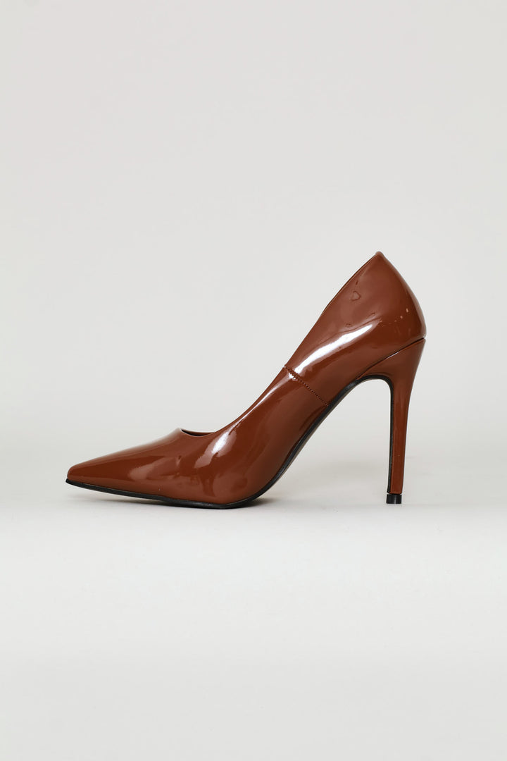 Patent Pointy Heel - Tan