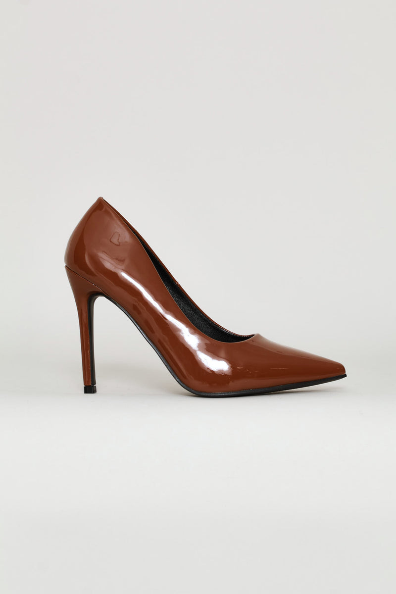 Patent Pointy Heel - Tan