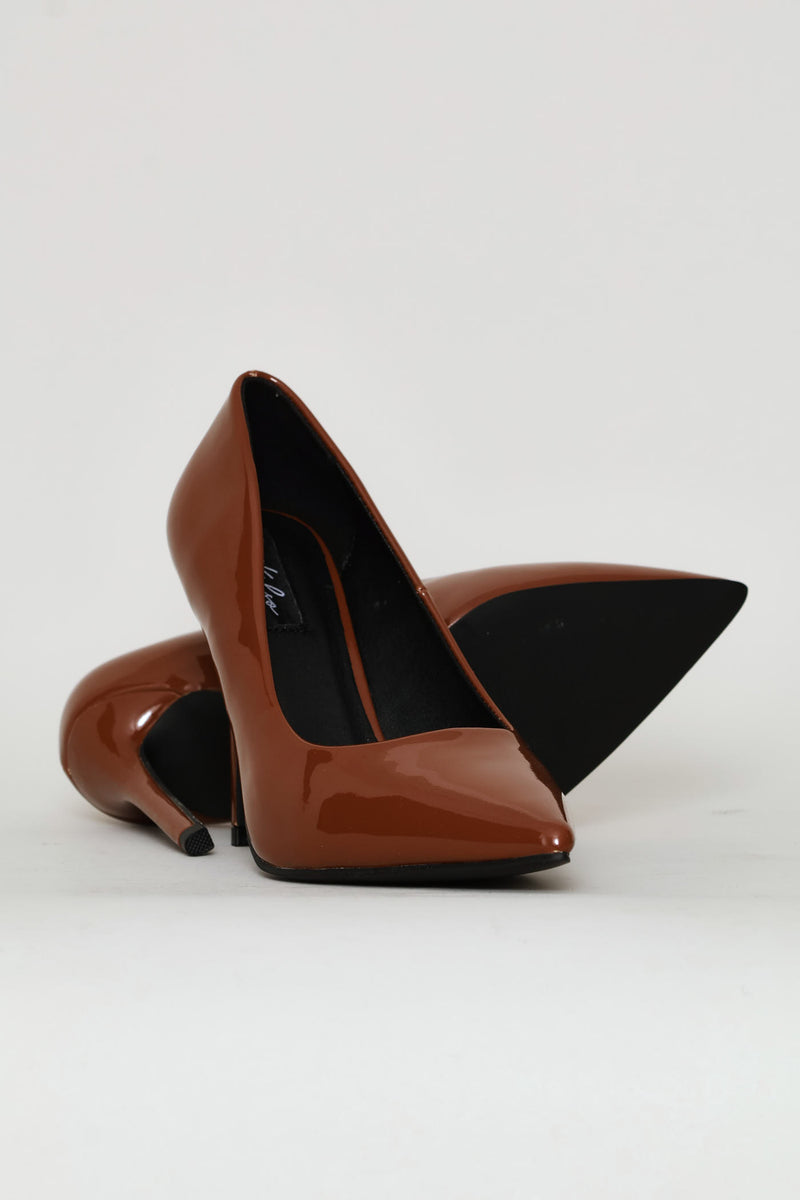 Patent Pointy Heel - Tan
