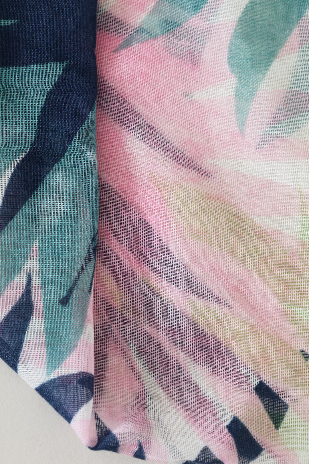 Leaf Print Multi Colour Light Weight Scarf - White